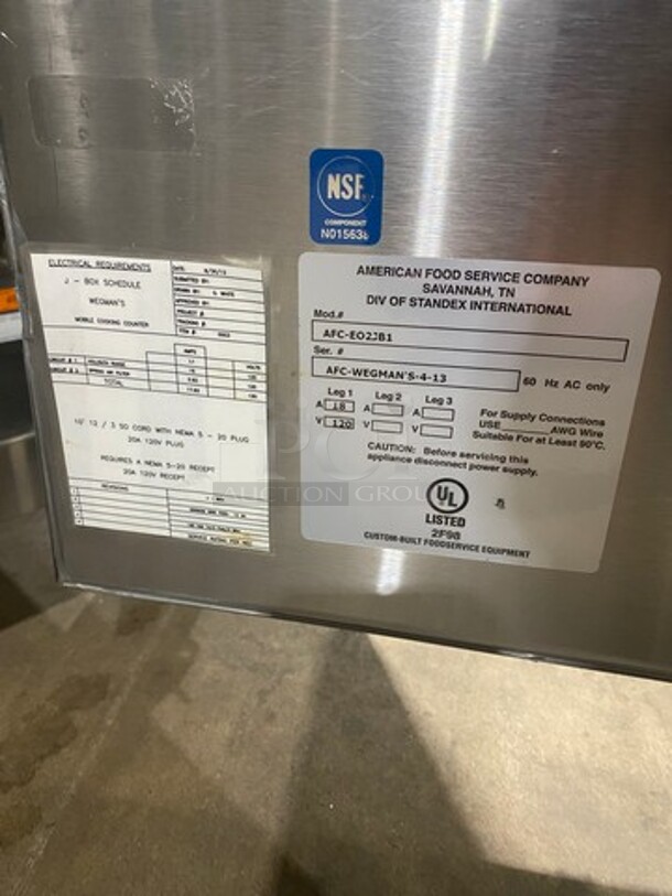 American Food Service Custom Made Commercial Mobile Cooking Counter! With Front Sneeze Guard! All Stainless Steel! On Casters! Model: AFCEO2JB1 SN: AFCWEGMANS413 120V - Image 6 of 8