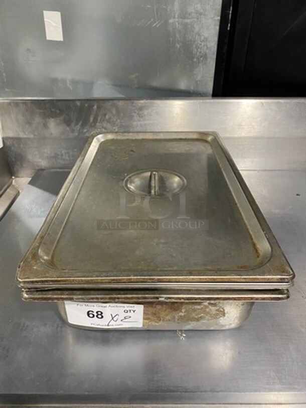 Stainless Steel Steam Table/ Prep Table Food Pan! With Single Food Pan Lid! 2x Your Bid!