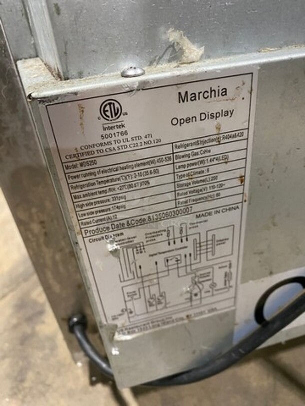 GORGEOUS! MARCHIA Stainless 
Steel Open Air Cooler Grab N Go Display Refrigerator! Model MDS250 110V-120V On Casters! - Image 7 of 8