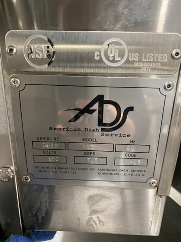 American Dish Service Commercial Rotary Bar Glass Washer! All Stainless Steel! On Legs! Model: ASQ SN: 6829 120V - Image 7 of 8
