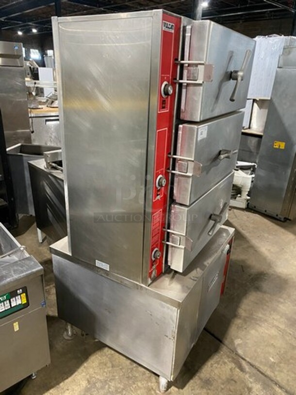 Vulcan Commercial Triple Deck Pressure Steam Cooker! All Stainless Steel! On Legs! Model: VHL3G SN: 271155958! 120V 60HZ 1 Phase!
 - Image 3 of 11