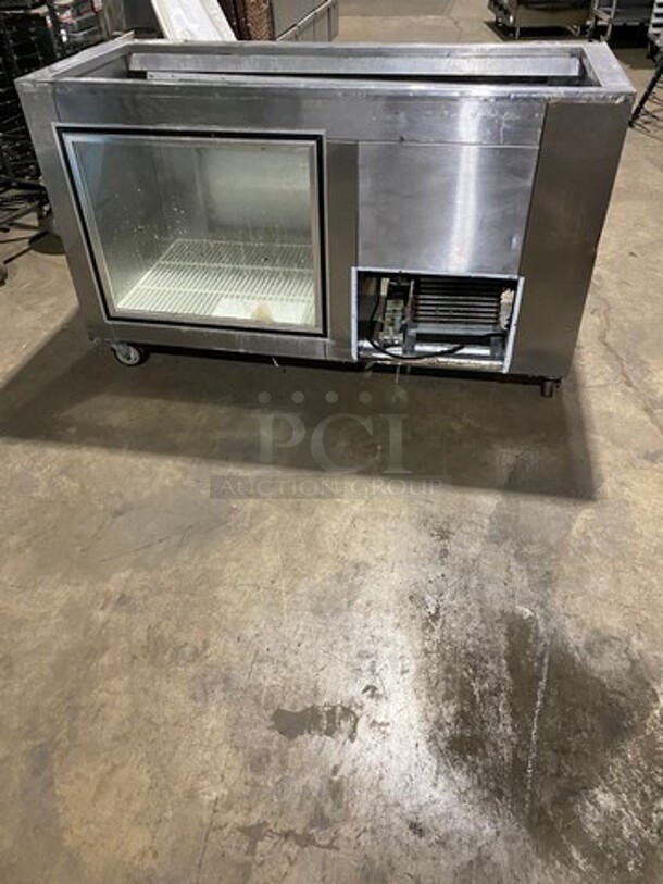 Leader Commercial Refrigerated Sandwich Prep Table! With 3 Door Storage Space Underneath! Poly Coated Racks! With Rear View Through Window! All Stainless Steel! On Casters! Model: LM60SC SN: GY09M0410A 115V 60HZ 1 Phase - Image 3 of 7
