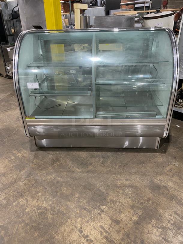 Leader Commercial Half Dry/Half Refrigerated  Bakery Display Case Merchandiser! With Curved Front Glass! With Rear Access Doors! Stainless Steel Body! 115V 60HZ 1 Phase