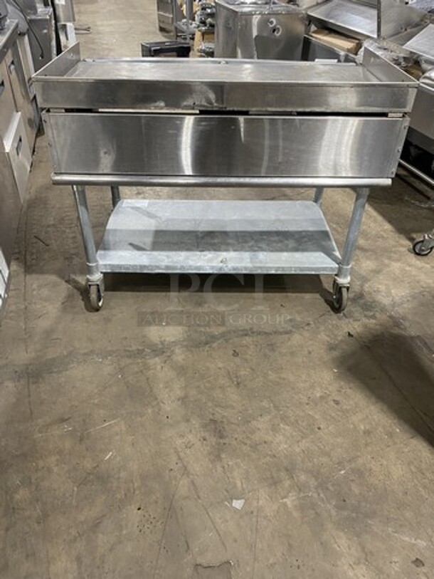 Nice! American Range Natural Gas Powered 48 Inch Flat Griddle! On Stainless Steel Equipment Stand! On Casters!  - Image 3 of 9
