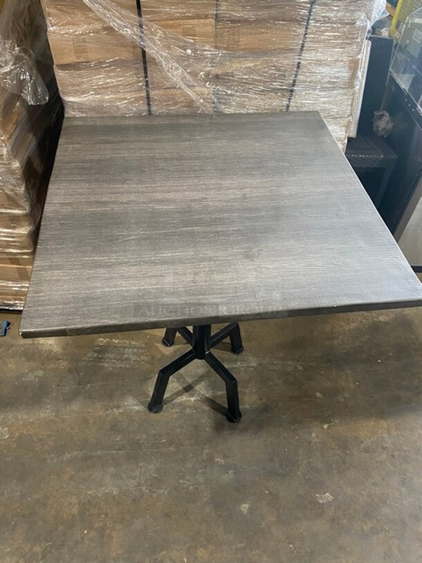 Wow! Brand New! OCS Ash Grey Finish Scratch Resistant Durowood Composite Bar Height Table! 36 By 36! Suitable For Indoor & Outdoor Use With Metal Bar Height Base!  - Image 6 of 9