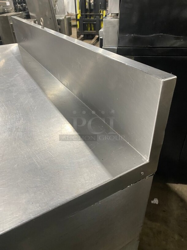 Custom Cool Commercial Work/Prep Table! With Backsplash! With Refrigerated 2 Door Underneath Storage! All Stainless Steel! On Casters! - Image 8 of 9
