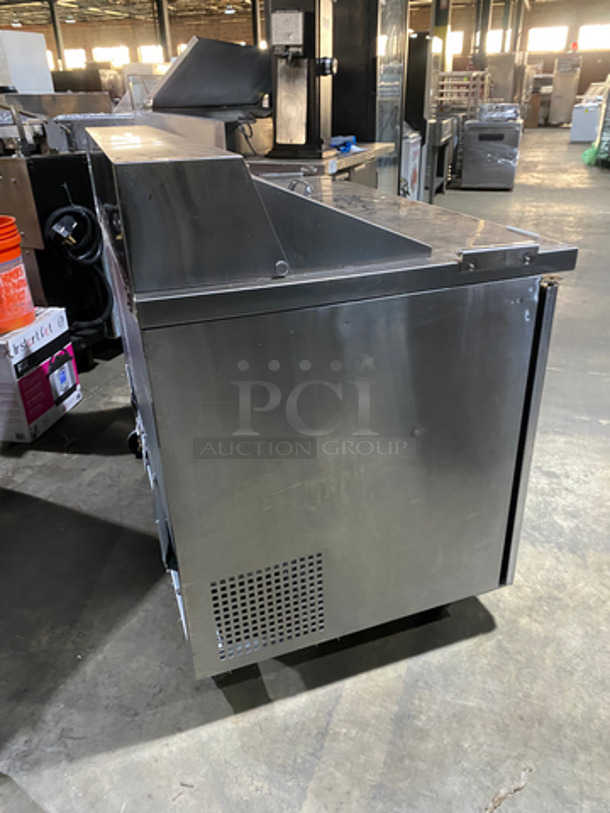 COOL! Turbo Air Commercial Refrigerated Sandwich Prep Table! With 2 Door Storage Space Underneath! With Poly Coated Racks! All Stainless Steel! On Casters! Model: MST48 115V 60HZ - Image 3 of 10