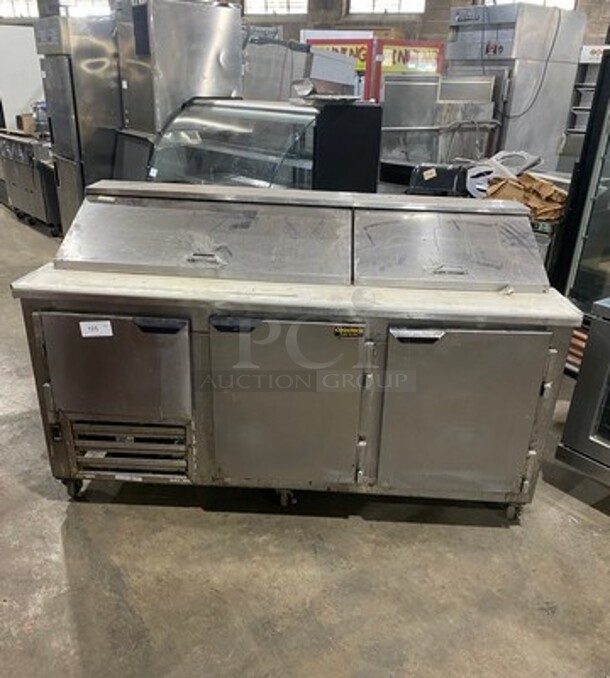 2017 Cool Tech Commercial Refrigerated Sandwich Prep Table! With Commercial Cutting Board! With 3 Door Underneath Storage Space! All Stainless Steel! On Casters! Model: CMPH72BM SN: 33317 120V - Image 1 of 9