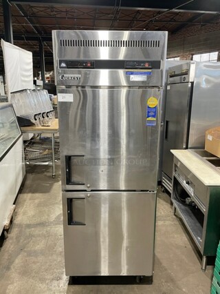 Sweet! Everest Commercial Reach In Dual Temp Refrigerator/Freezer Combo! All Stainless Steel! With Poly Coated Racks! On Casters! 115V 1 Phase! Model: ESRFH2 SN: BSRFH214040001!