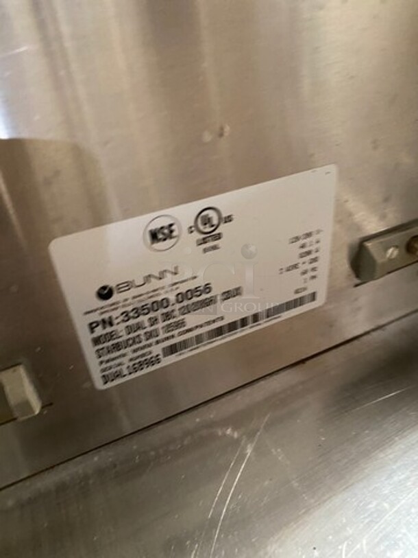 Bunn Commercial Countertop Dual Coffee Brewing Machine! All Stainless Steel! On Small Legs! Model: DUALSHDBC SN: DUAL168966 120/208V 60HZ 1 Phase - Image 6 of 9