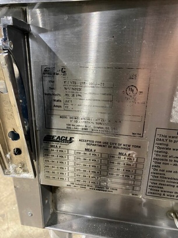 Eagle Commercial Electric Powered 5 Well Steam Table! With Storage Space Underneath! All Stainless Steel! On Casters! Model: YSPHT5 SN: 2008990235 208V 60HZ 1 Phase - Image 7 of 9