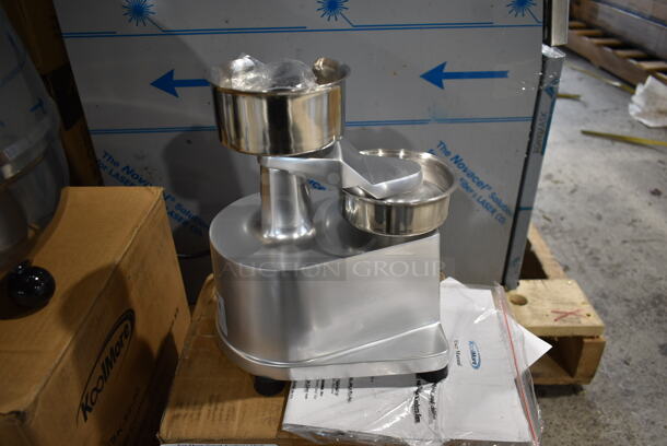 BRAND NEW SCRATCH AND DENT! KoolMore CHM-4 Stainless Steel Commercial Countertop Manual Patty Former. - Image 1 of 6