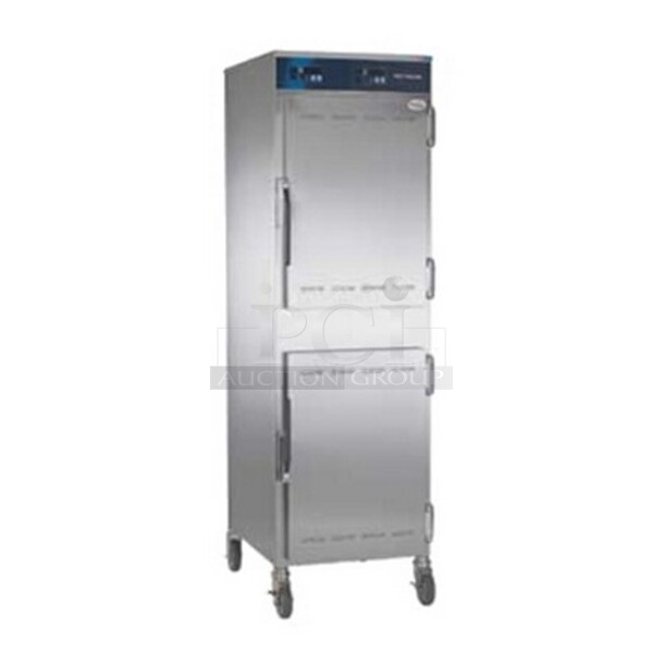 BRAND NEW! 2022 Alto Shaam 1000-UP Stainless Steel Commercial 2 Half Size Door Reach In Warming Holding Cabinet. Comes w/ 3 Commercial Casters. 120 Volts, 1 Phase. Stock Picture Used As Gallery. Tested and Working! - Image 1 of 12