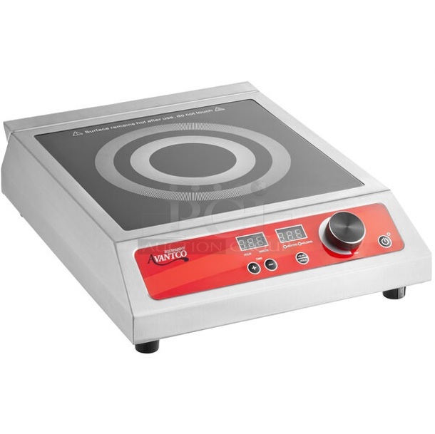BRAND NEW SCRATCH AND DENT! Avantco IC3500 Stainless Steel Countertop Induction Range / Cooker. 120 Volts, 1 Phase. 
