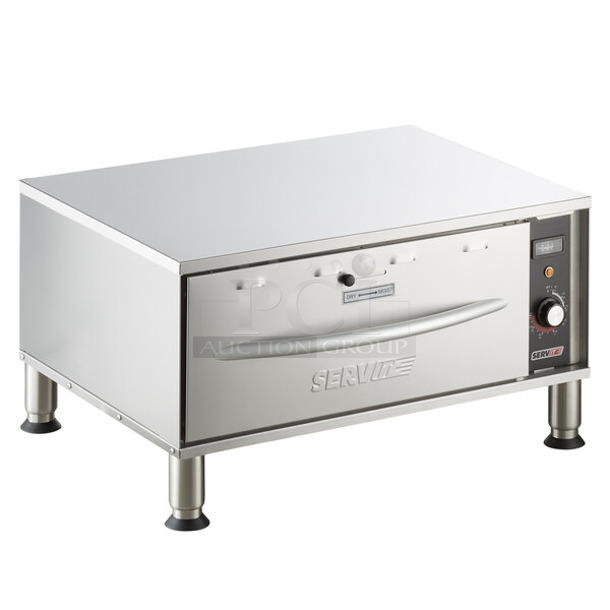 BRAND NEW SCRATCH AND DENT! 2023 ServIt 423WDSFS1 Stainless Steel Commercial Countertop Single Freestanding Drawer Warmer. 120 Volts, 1 Phase. Tested and Working!