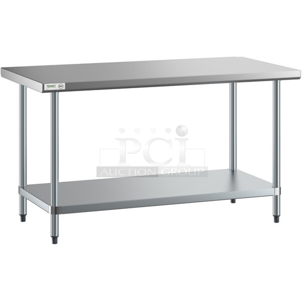 BRAND NEW SCRATCH AND DENT! Regency 600T3060G 30" x 60" 18-Gauge 304 Stainless Steel Commercial Work Table with Galvanized Legs and Undershelf - Image 1 of 2
