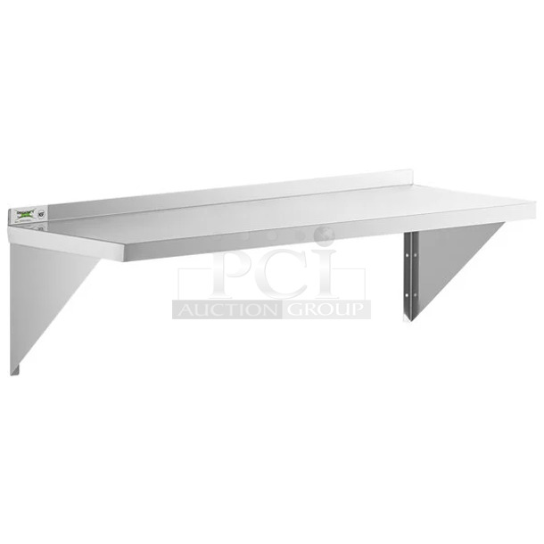 BRAND NEW SCRATCH AND DENT! Regency 600WS1848HD 16 Gauge Stainless Steel 18" x 48" Heavy Duty Wall Shelf - Image 1 of 3