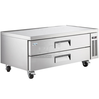 BRAND NEW SCRATCH AND DENT! 2023 Avantco 178CBE60HC Stainless Steel Commercial 2 Drawer Chef Base on Commercial Casters. 115 Volts, 1 Phase. Tested and Working!