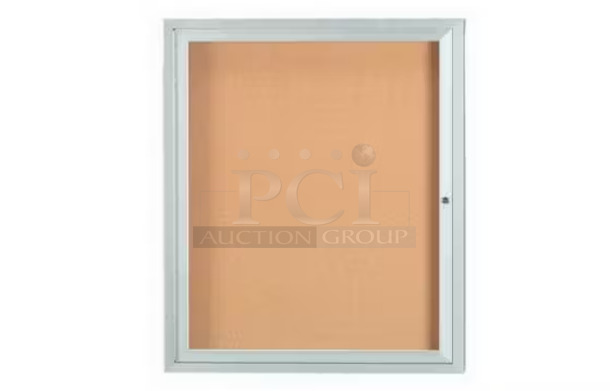 3 BRAND NEW SCRATCH AND DENT! Aarco DCC3630RS Aluminum Bulletin Board 30"W X 36"H Enclosed. 3 Times Your Bid! - Image 1 of 5