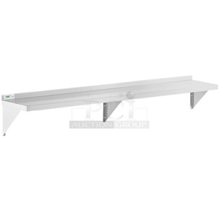 2 BRAND NEW SCRATCH AND DENT! Items; Regency 600WS1272 18 Gauge Stainless Steel 12" x 72" Solid Wall Shelf and Regency 600WS1284 18 Gauge Stainless Steel 12" x 84" Solid Wall Shelf. 2 Times Your Bid! May Be Missing Pieces. 