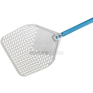 BRAND NEW SCRATCH AND DENT! GI Metal Evoluzione 18" Anodized Aluminum Square Perforated Pizza Peel with 23 1/2" Handle E-45RF/60