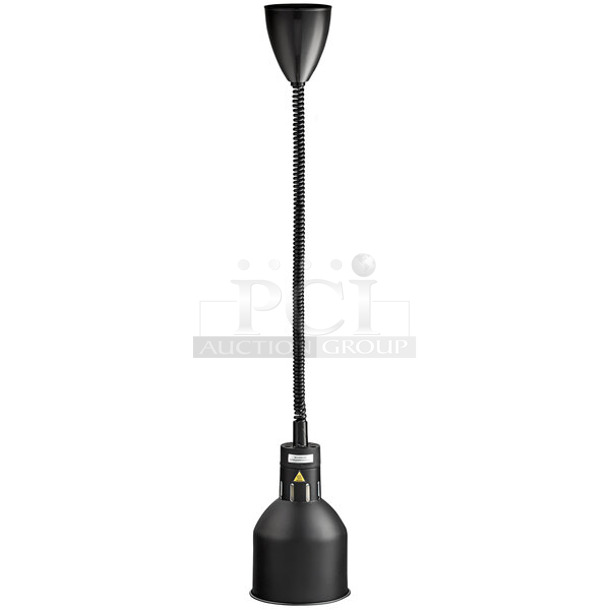 4 BRAND NEW SCRATCH AND DENT! ServIt 423HLR75BK Retractable Cord Ceiling Mount Heat Lamp with Modern Black Flared Finish Round Dome Shade. 4 Times Your Bid!  - Image 1 of 6
