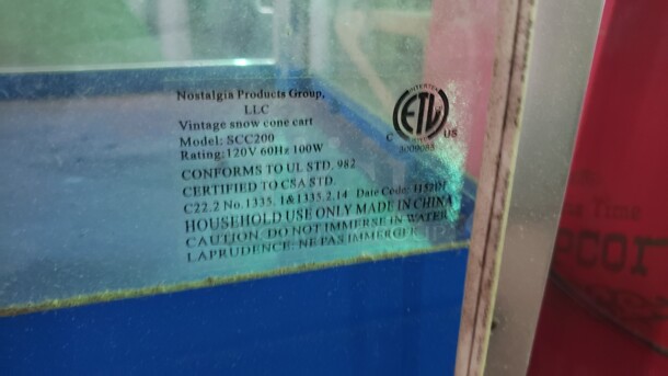 Vintage Popcorn Cart & Vintage Snow Cone Cart

Not tested

(Location 3)
 - Image 7 of 7