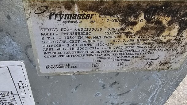 Frymaster FFMPH355BLSC Natural Gas 3 Bay Fryer with Dump Station. - Image 9 of 9