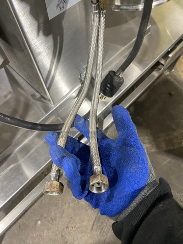 LIKE NEW! Cleveland Commercial Electric Powered Jacketed Tilting Soup Kettle! On Equipment Stand! All Stainless Steel! On Legs! WORKING WHEN REMOVED! Model: TKET12T SN: 111123050377A, 111123050377B! 240V 60HZ 3 Phase! - Image 12 of 12