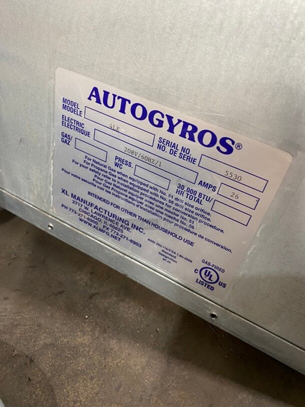 BRAND NEW! NEVER USED! Autogyros Commercial Countertop Electric Powered Vertical Broiler Gyro Machine! All Stainless Steel! Model: 4LE SN: 5530 208V 60HZ 1 Phase - Image 5 of 10