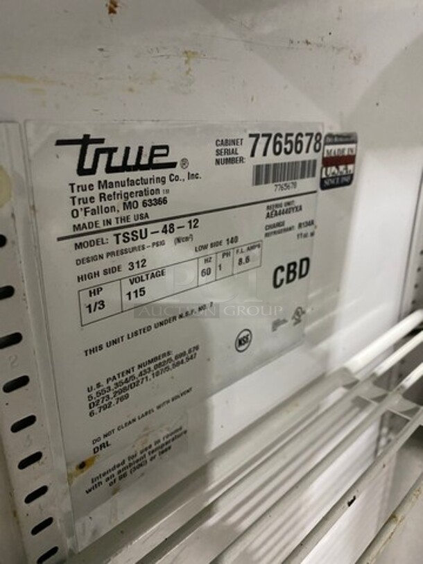 True Commercial Refrigerated Sandwich Prep Table! With 2 Door Underneath Storage Space! Poly Coated Racks! All Stainless Steel! On Casters! Model: TSSU4812 SN: 7765678 115V 60HZ 1 Phase - Image 9 of 11