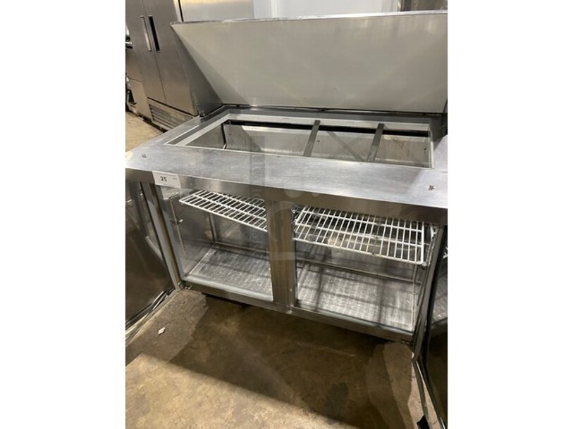 Universal Coolers Commercial Refrigerated Sandwich Prep Table! With 2 Door Underneath Refridgerated Storage Space! All Stainless Steel! On Casters! MODEL:SC-48-BMI 115V!
 - Image 5 of 8