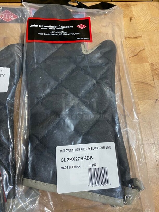 NEW! Ritz Black Flame Resistant Pyrotex Oven Mitts! 4x Your Bid! MODEL CL2PX27BKBK  - Image 5 of 5