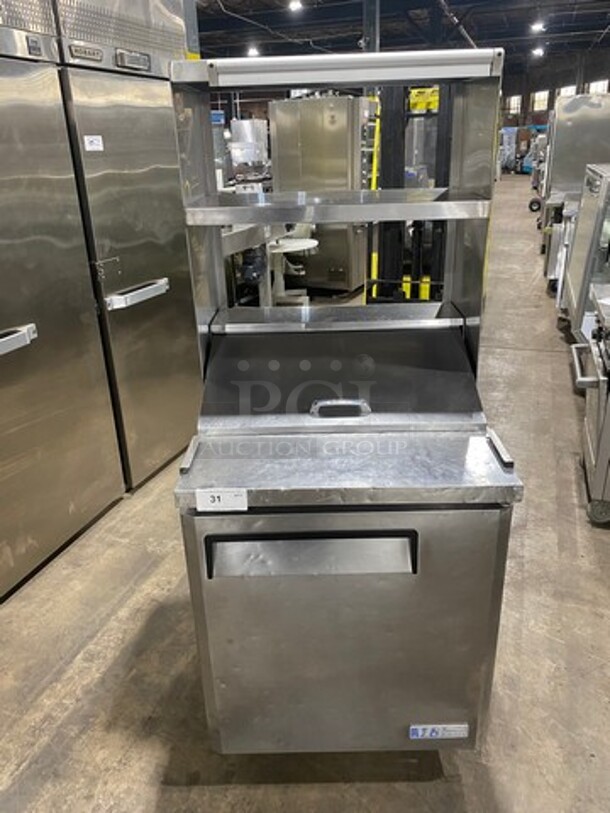 Turbo Air Refrigerated Salad Bar Island! With Double Over Head Shelf Storage! Single Door Storage Space Underneath! All Stainless Steel! On Casters! Model: MST28 115V - Image 1 of 10