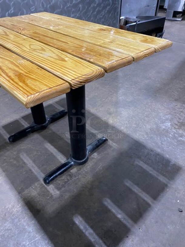 GREAT! Wooden Style Rectangular Dining Table! With Black Metal Base! 2 X Your Bid! - Image 3 of 7