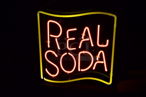AWESOME! Yellow And Red “Real Soda” Neon Sign