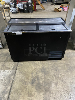 True Commercial Under The Counter Beer Bottle Cooler! With 2 Stainless Steel Sliding Top Doors! Model: TD5018 SN: 6734561 115V 60HZ 1 Phase