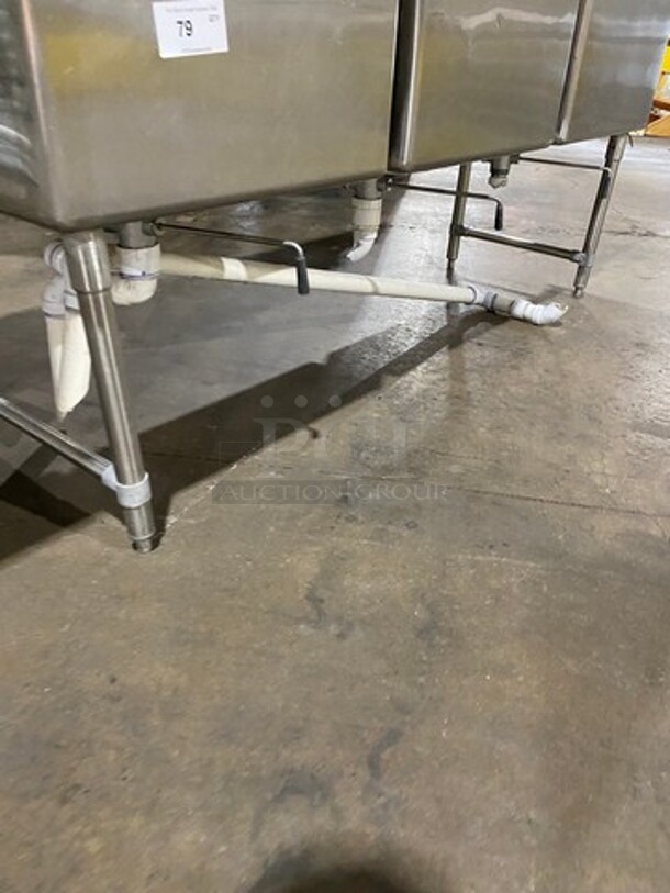 Regency Commercial 3 Compartment Dish Washing Sink! With Dual Side Drain Board! With Back Splash! All Stainless Steel! On Legs! Model: 600S32424224 - Image 8 of 9