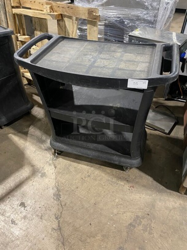 Rubbermaid Commercial Black Poly 3 Tier Cart! With Dual Side Push/ Pull Handles! On Casters! - Image 1 of 5