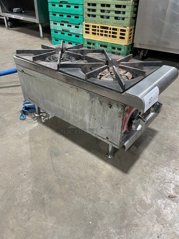 Wow! APW Wyott Commercial Natural Gas Powered Countertop 2 Burner Hot Plate Range! Stainless Steel! On Legs! - Image 2 of 10