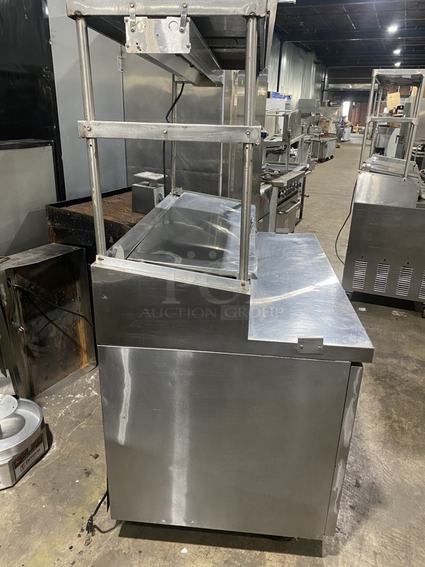 Avantco All Stainless Steel Commercial Pizza Prep Table! With Double Over Head Shelf & Under The Shelf Warmers & Ticket Holder Rail! on Commercial Casters! Model 178PICL1!   115 Volts, 1 Phase! Working When Removed!  - Image 2 of 8