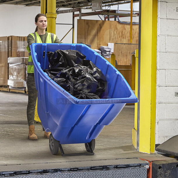 Lavex 1 Cubic Yard Blue Light-Duty Tilt Truck / Trash Cart (850 lb. Capacity). Tub is scratched. 2x Your Bid 72x34x37 - Image 3 of 3