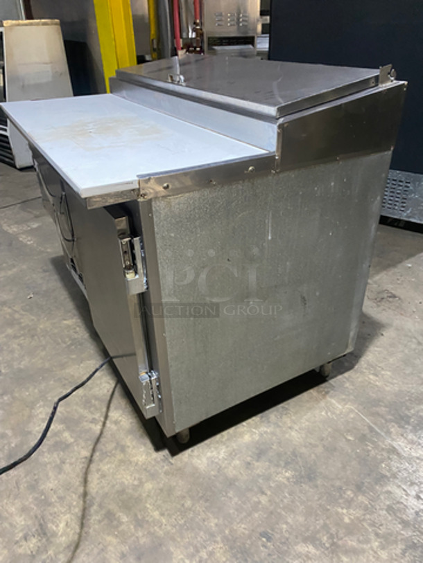Leader Commercial Refrigerated Pizza Prep Table! With Commercial Cutting Board! With 2 Door Underneath Storage Space! All Stainless Steel! On Legs! - Image 2 of 8