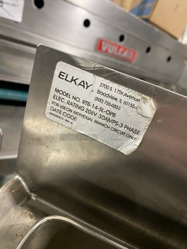 WOW! Elkay Commercial Pasta Cooker/ Rethermalizer! With Back And Single Side Splash! All Stainless Steel! On Legs! Model: RTB14SLOPB 208V 3 Phase - Image 7 of 9