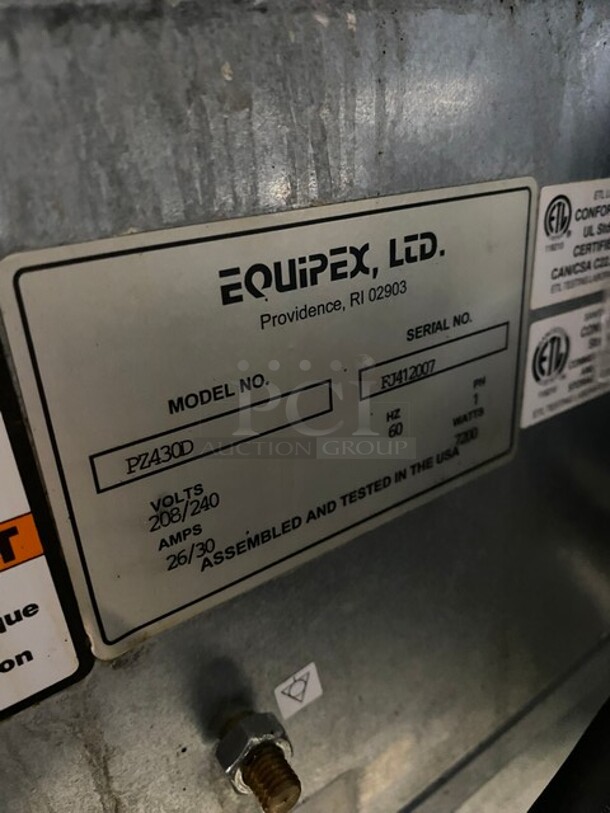 Equipex Commercial Countertop Electric Powered Pizza/ Snack Oven! Model: PZ430D SN: FJ412007 208/240V 60HZ 1 Phase - Image 5 of 8