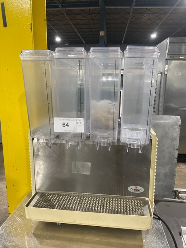 Crathco Commercial Countertop Refrigerated Triple Hopper Beverage Dispenser! With Drip Tray! Clear Poly Jugs! Stainless Steel Body! Model: E47/E49-4 SN: T122407! 115V! - Image 1 of 9