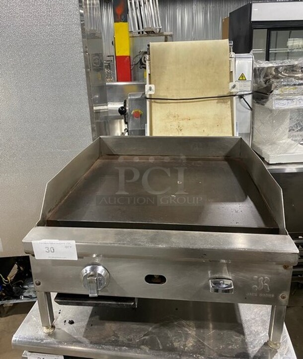 Jade Range Commercial Countertop Natural Gas Powered Flat Top Griddle! With Back And Side Splashes! All Stainless Steel! On Small Legs! - Image 1 of 7
