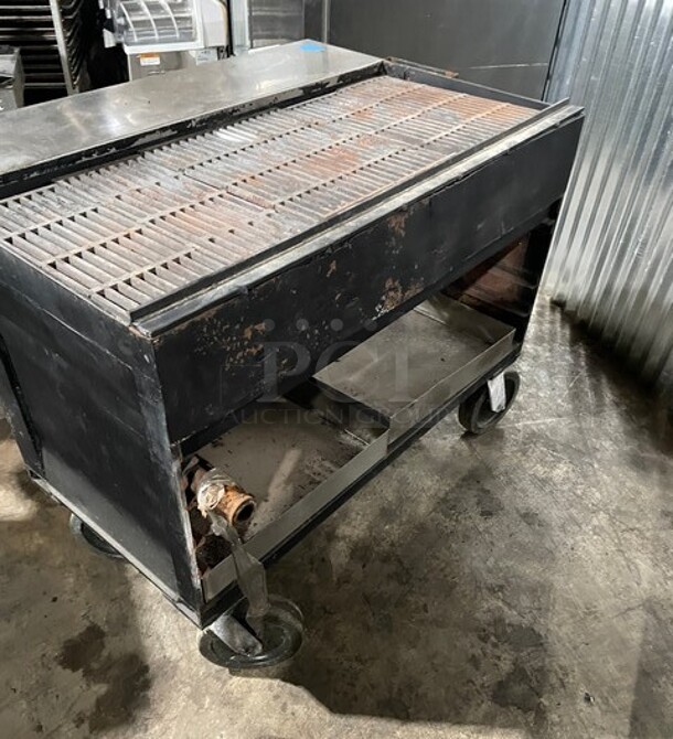Bakers {ride Stainless Steel Commercial Natural Gas Powered Char Broiler Grill! On Commercial Casters! - Image 3 of 9