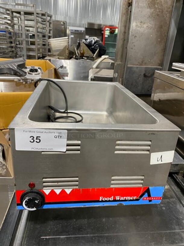 Adcraft Commercial Countertop Single Well Food Warmer! All Stainless Steel! Model: FW1200WF 120V - Image 1 of 8