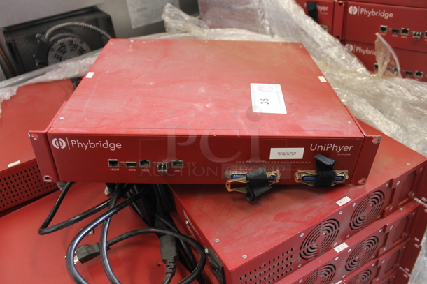 PALLET LOT of 16 Phybridge UniPhyer LB-UA2348 Red Metal 48 Port Ethernet Rack Units. 16 Times Your Bid!
